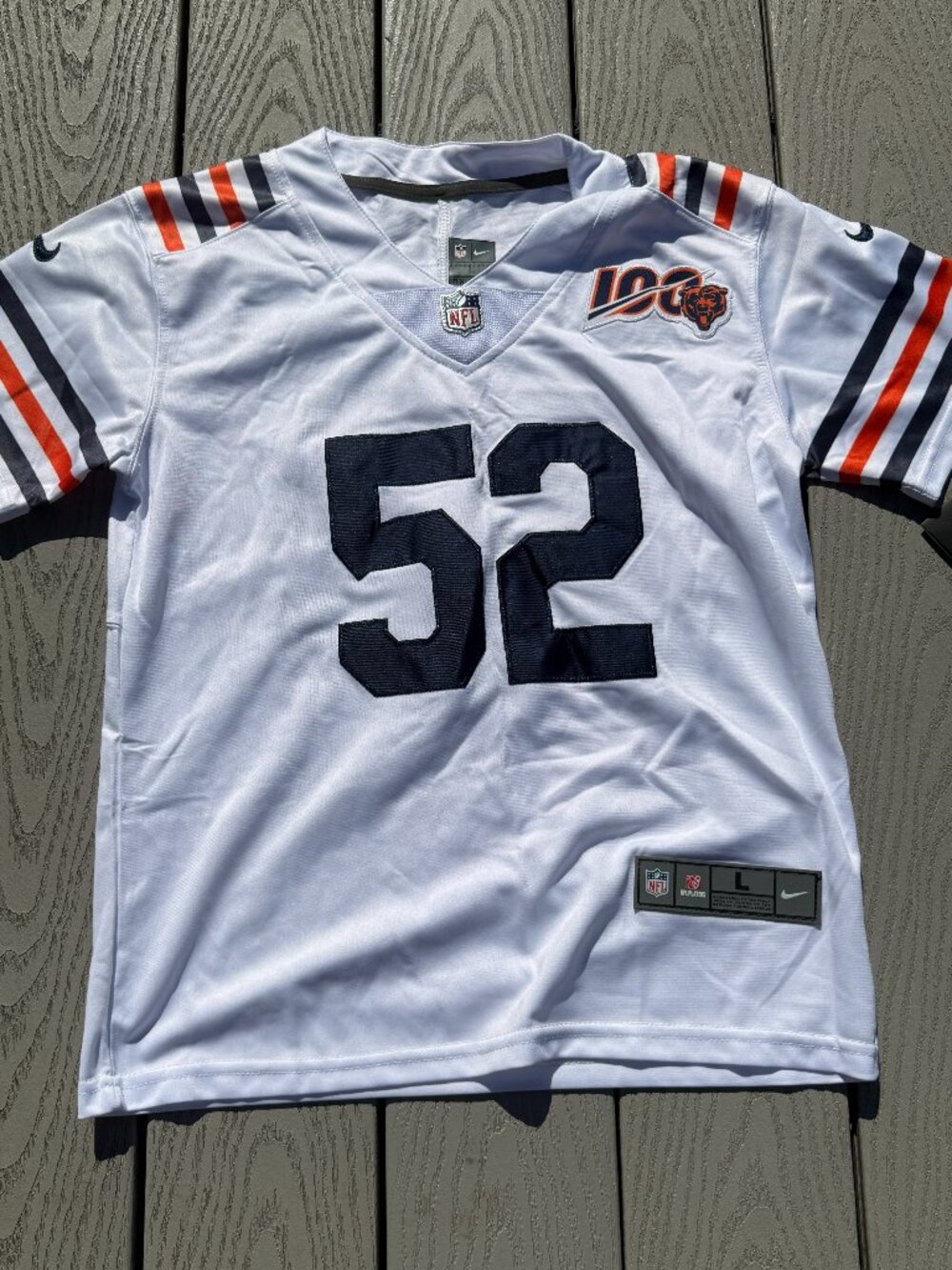 Chicago Bears Football Jersey Boys Large White NFL Nike Khalil Mack 52 On Field